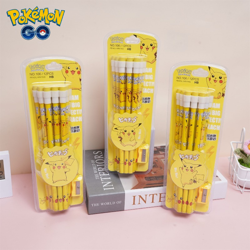 Office Supply Office Stationery Items - 12pcs 포켓몬 연필 지우개 연필깎이 포함