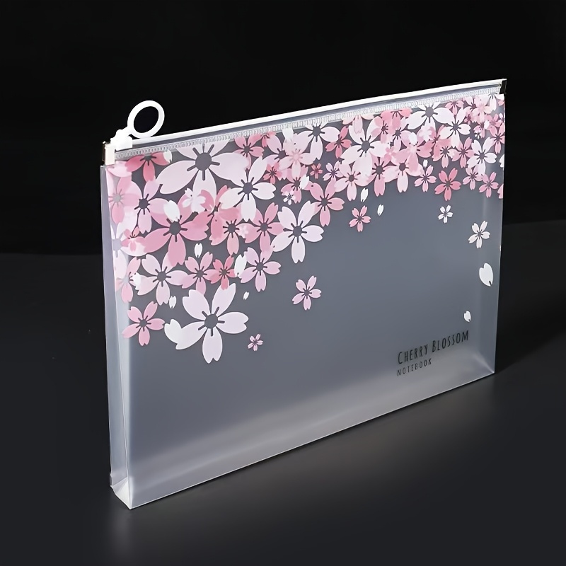 Portfolio Folder Zip - 무작위 패턴 투명 A4 벚꽃 스타일
