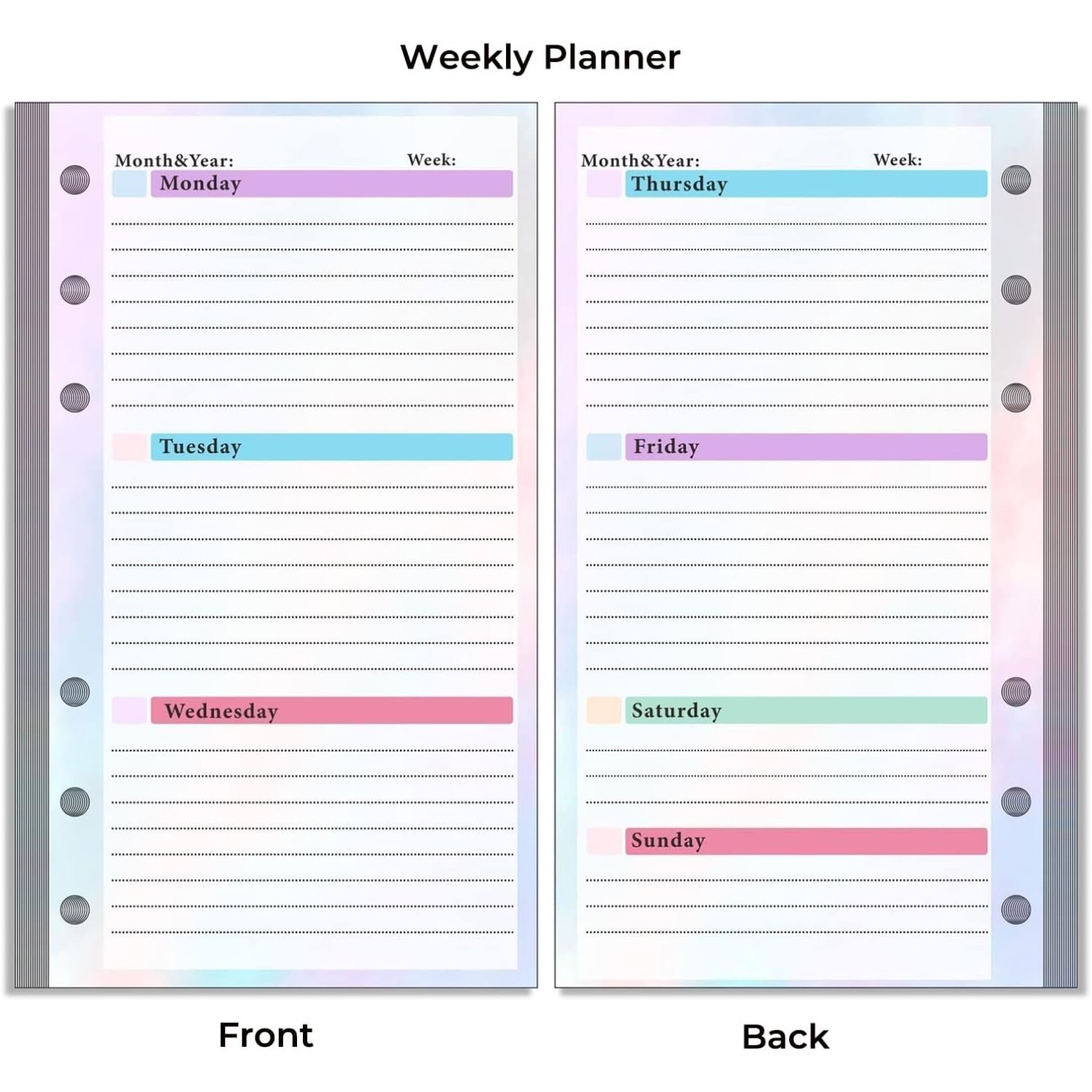 6홀 A6 바인더 리필 세트(월간 플래너, 주간 플래너 - Planner Weekly Budget 리뷰 및 가격